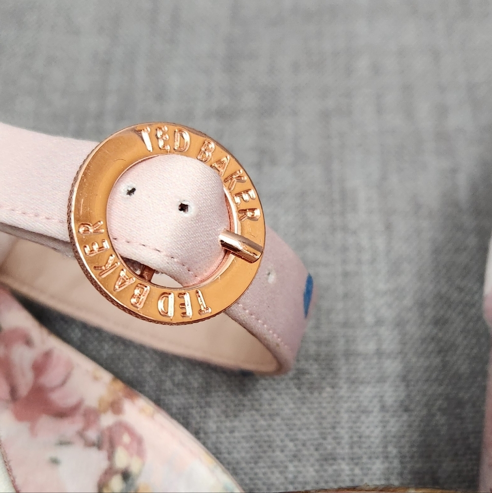 Ted Baker Manyah Pink Floral Print Block Heeled Sandals. 7 - Picture 12 of 12